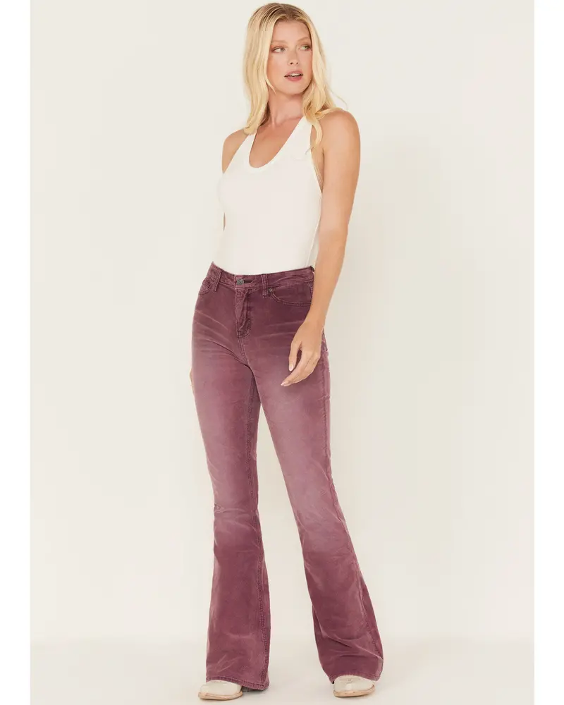 Washed Down High Risin' Corduroy Flare Jeans 1