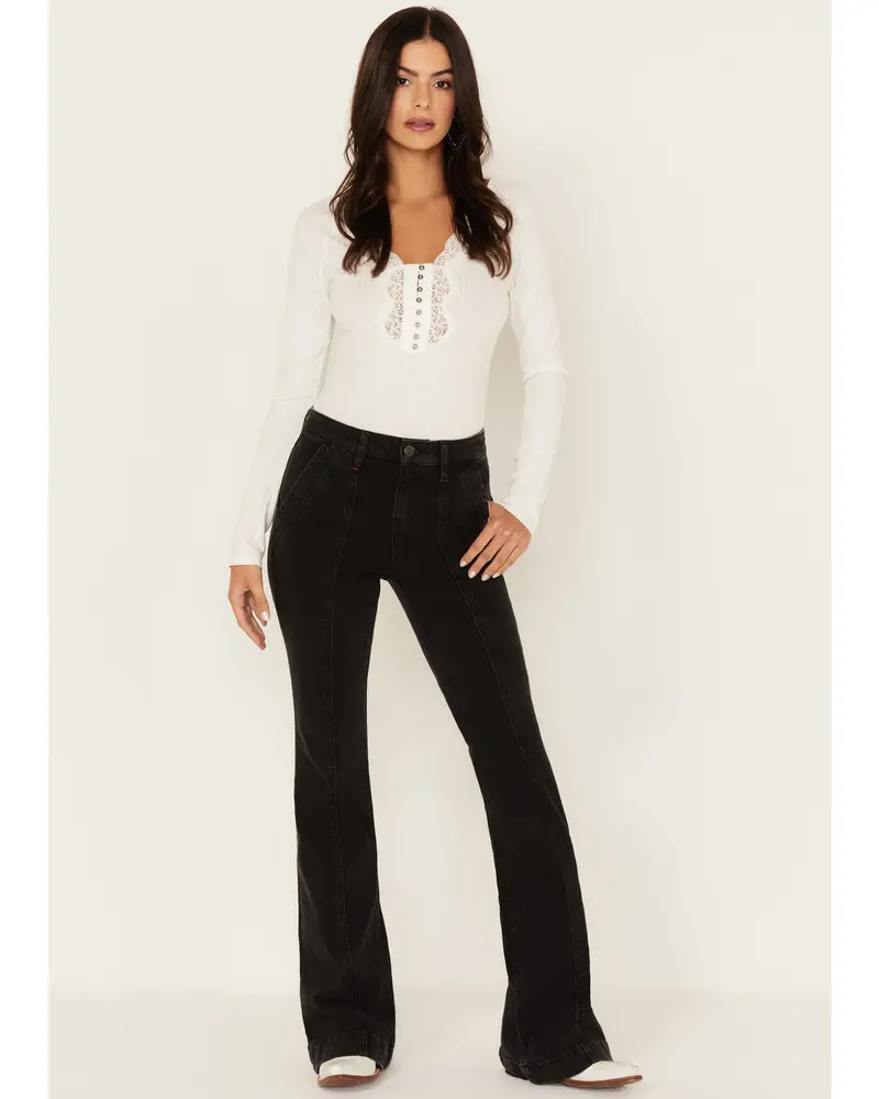 West End Mid Rise Front Seam Rebel Flare Jeans 1