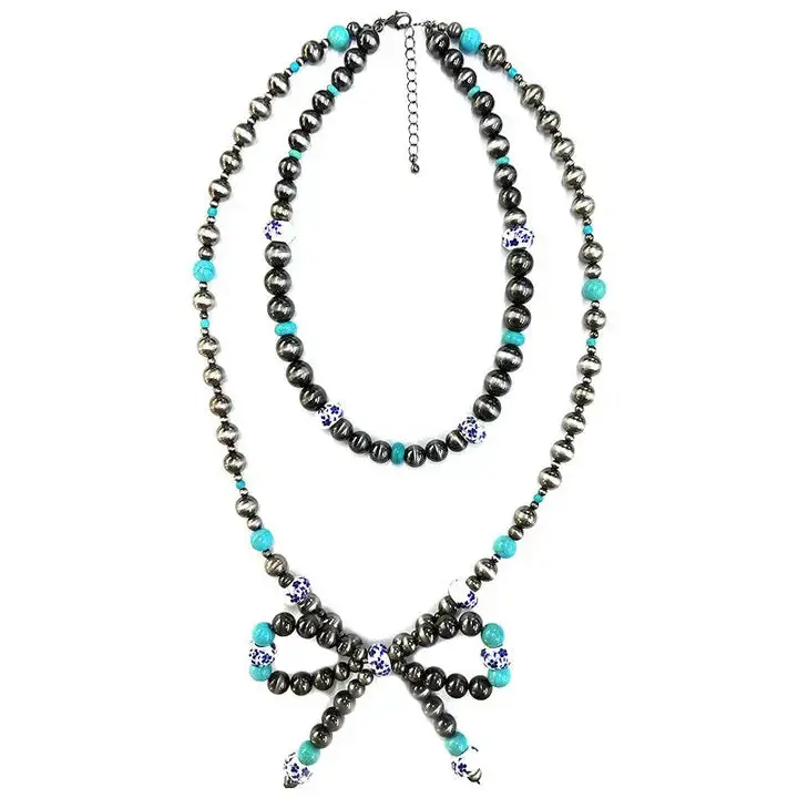 Western Ribbon Navajo Ceramic Pearl Necklace 1