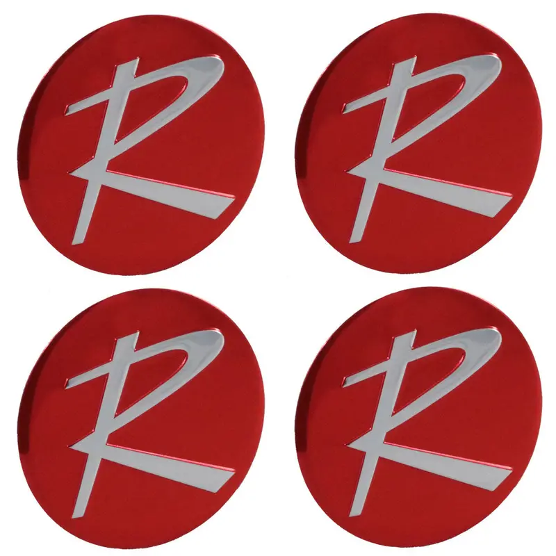 Wheel Center Cap Emblem Kit, Red "R", Typhoon & All W/2-Bar Spinner, 1964-66 Rambler (4 Required) 1