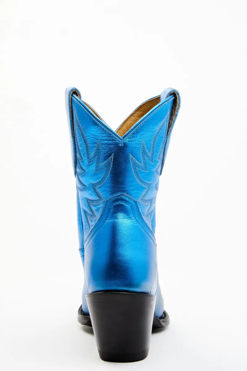 Wheels Metallic Royale Leather Western Booties - Round Toe 5