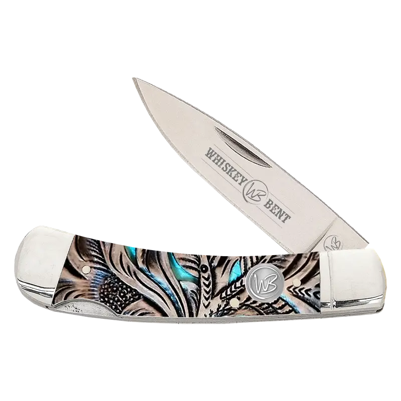 Whiskey Ranch Floral Turquoise Lock Knife - Wb13-05 1