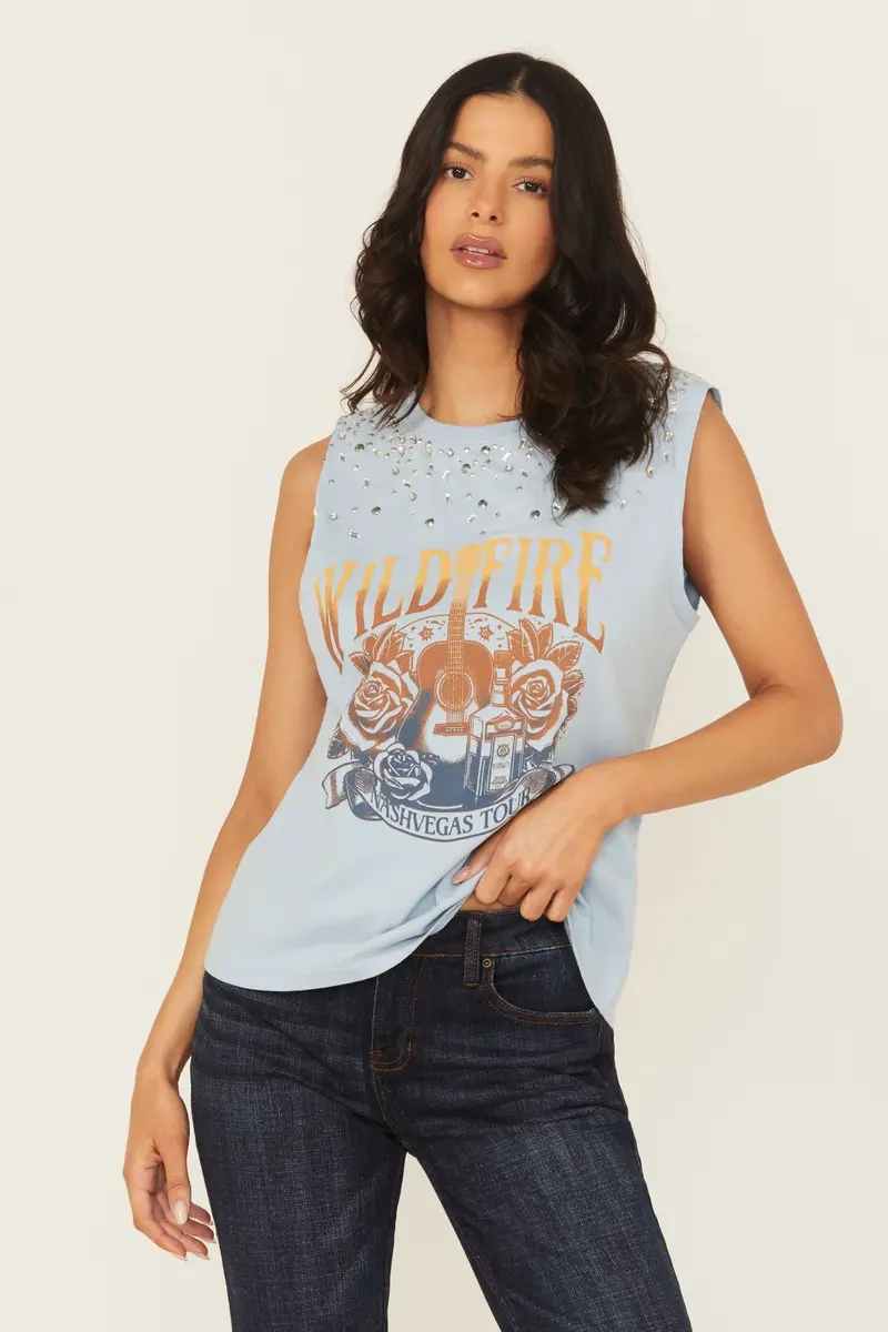 Wild Fire Embellished Sleeveless Graphic Tank 1