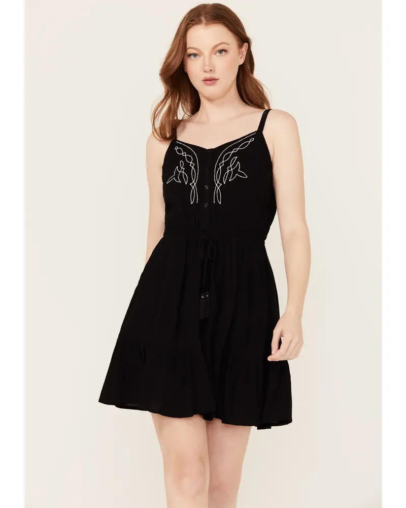 Wilsonia Western Embroidered Sleeveless Button-Down Mini Dress 1