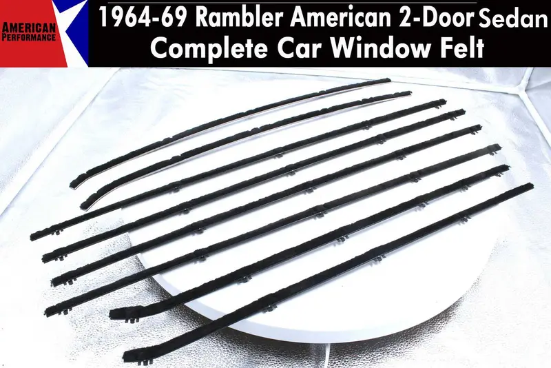 Window Felt/Beltline Weatherstrip Kit, 1964-69 Rambler American 2-Door Sedan W/Door Posts 1