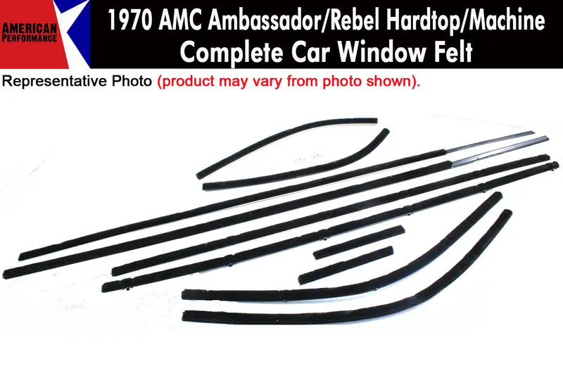 Window Felt/Beltline Weatherstrip Kit, 1970 Amc Ambassador, Rebel, Machine, 2-Door 1