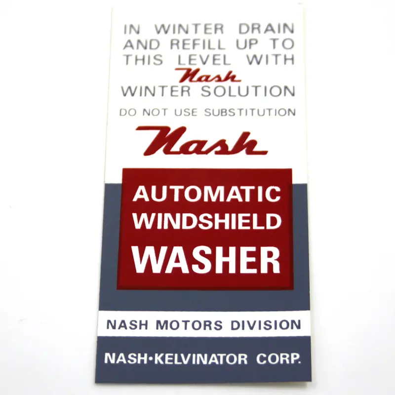 Windshield Washer Bracket Decal, 1946-1956 Nash 1