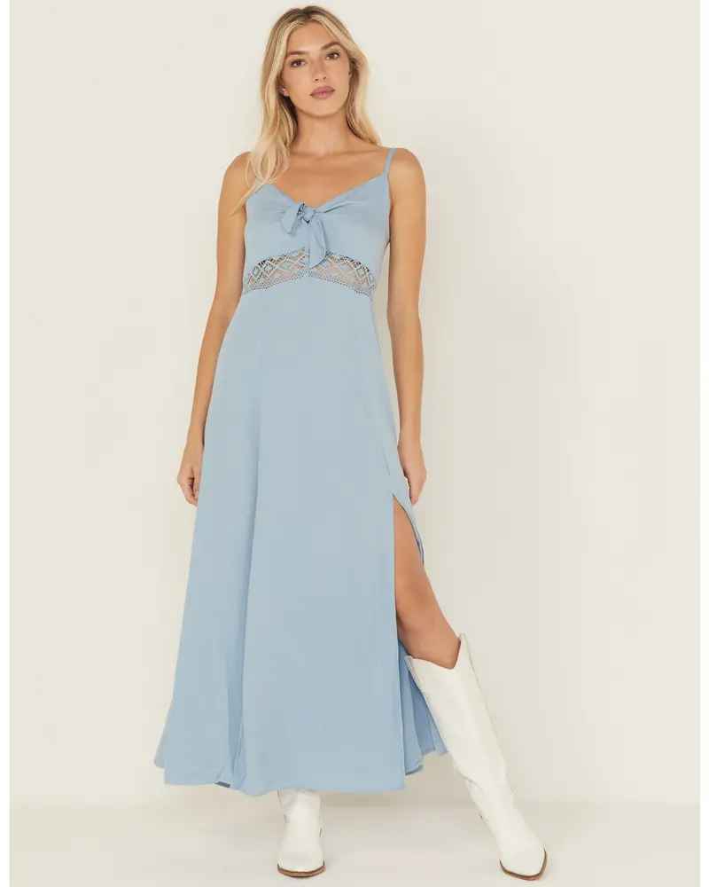 Wisteria Tie Front Sleeveless Maxi Dress 1