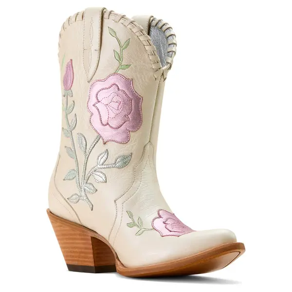Women's Ariat Arrosa Ivory Garden Shine J Toe Western Boot - 10074349 1