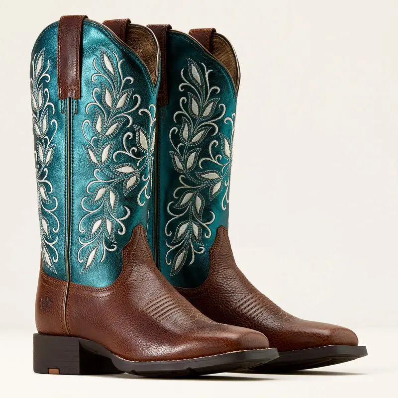 Women's Ariat Round Up Holly Beasty Brown With 112" Metallic Sea - 10074373 1