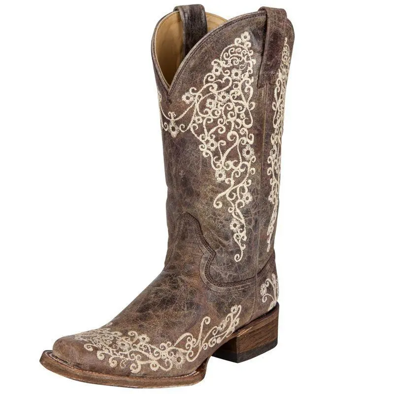 Women's Corral Brown Crater Bone Embroidery Boots - A2663 1