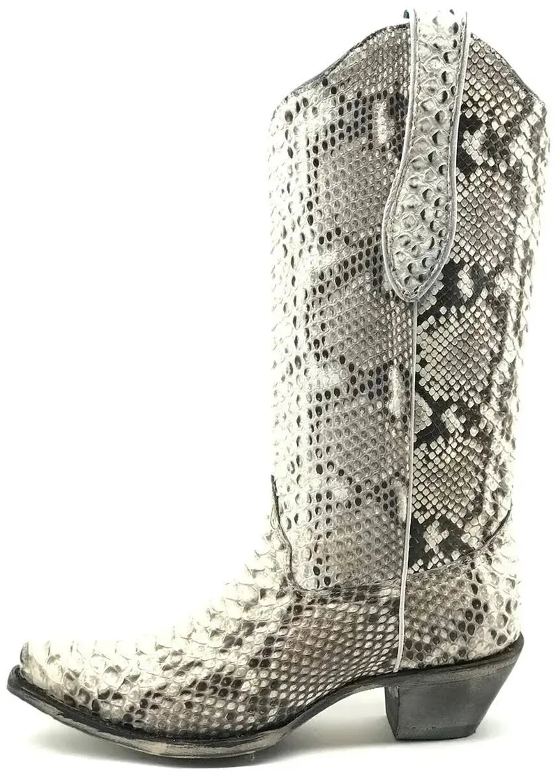 Women's Corral Natural Python Snip Toe Western Boot - A3798 1