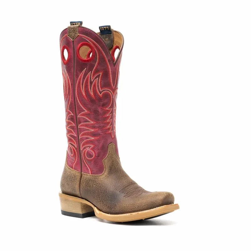 Women's Hyer Sun City Tumbled Tan Cowhide 13" Dark Cerise Cowhide Tops - Hw42025 1