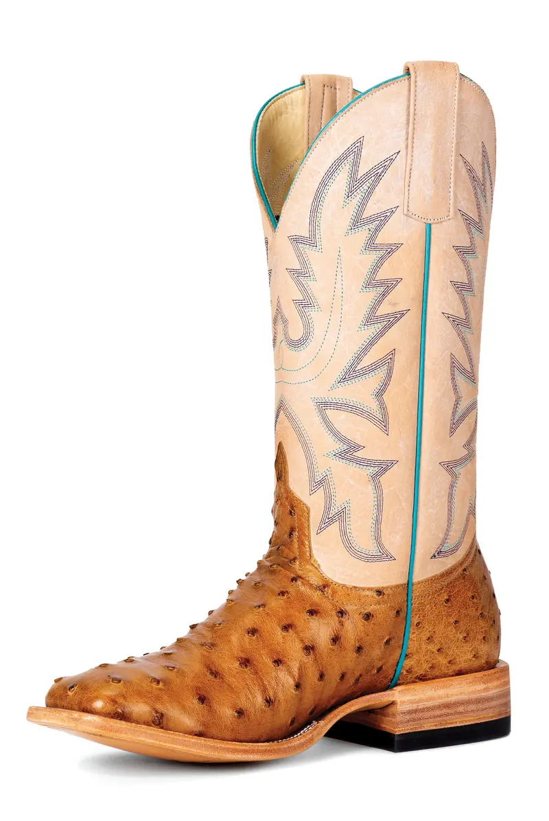 Women's Macie Bean Antique Saddle Full Quill Ostrich With 12" Bleached Bone Tops - M2005a 1