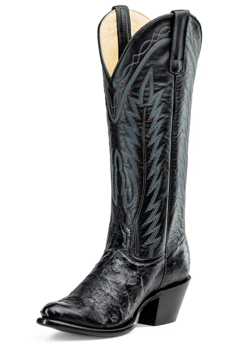 Women's Macie Bean Black Full Quill Ostrich With 15" Black Station Tops - M4008 1