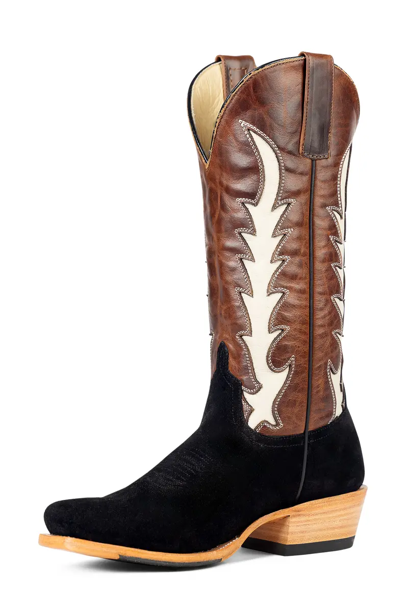 Women's Macie Bean Black Suede With 13" Whiskey White Inlay Tops - M9523 1