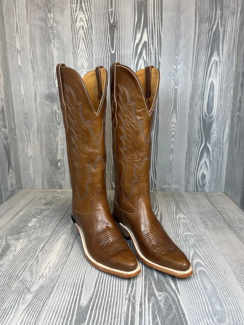 Women's Old West Snip Toe Vintage Brown With 14" Vintage Brown Tops - Ts1555 1