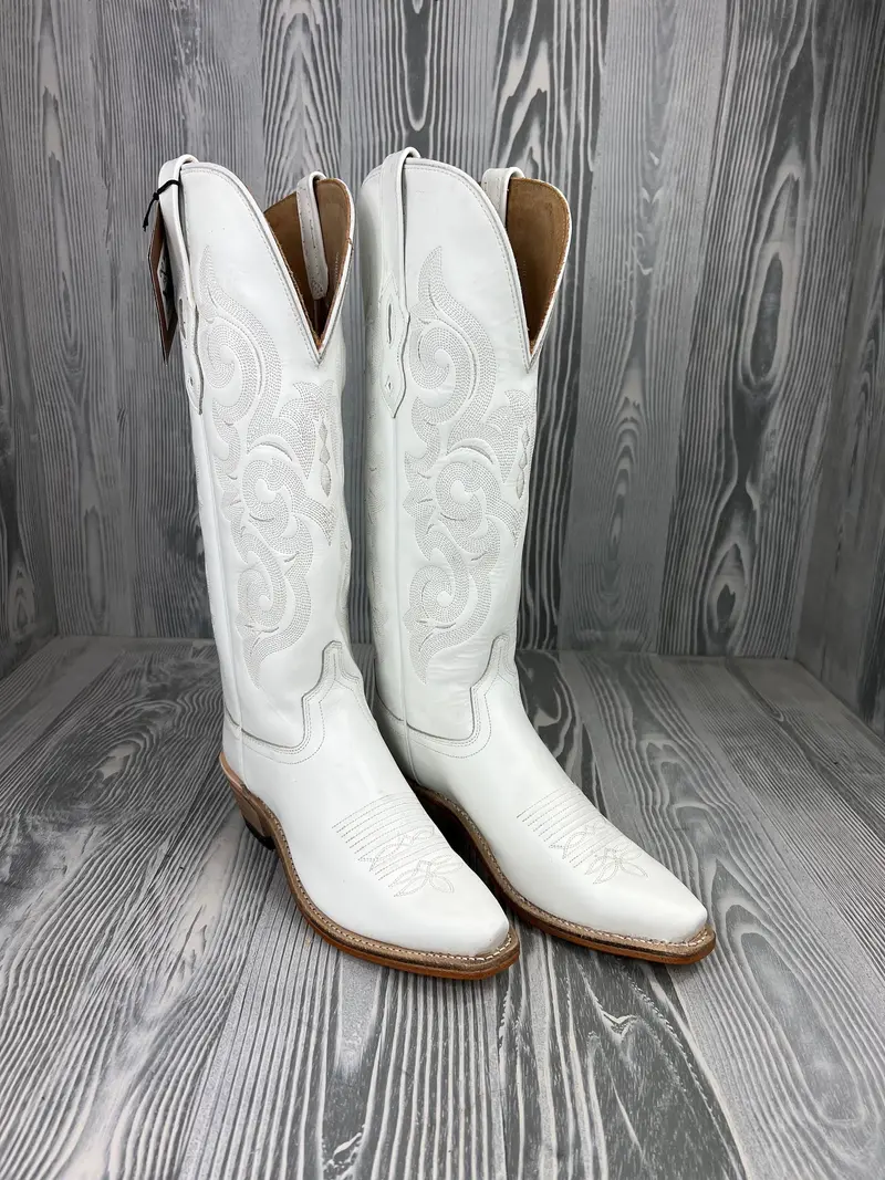 Women's Old West Tall All White Snip Toe Western Boot - Ts1552 1