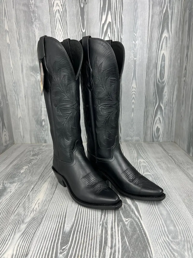 Women's Old West Tall Black Snip Toe Western Boot - Ts1548 1