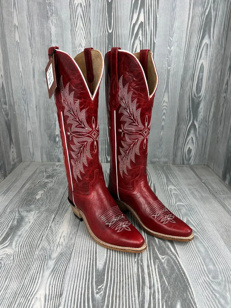 Women's Old West Tall Red Snip Toe Western Boots - Ts1551 1
