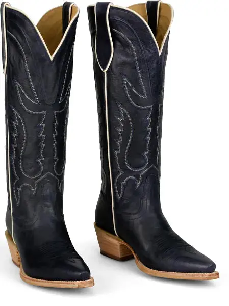 Women's Tony Lama Jess Navy Goat Narrow Square Toe Western Boot - Dr4254 1