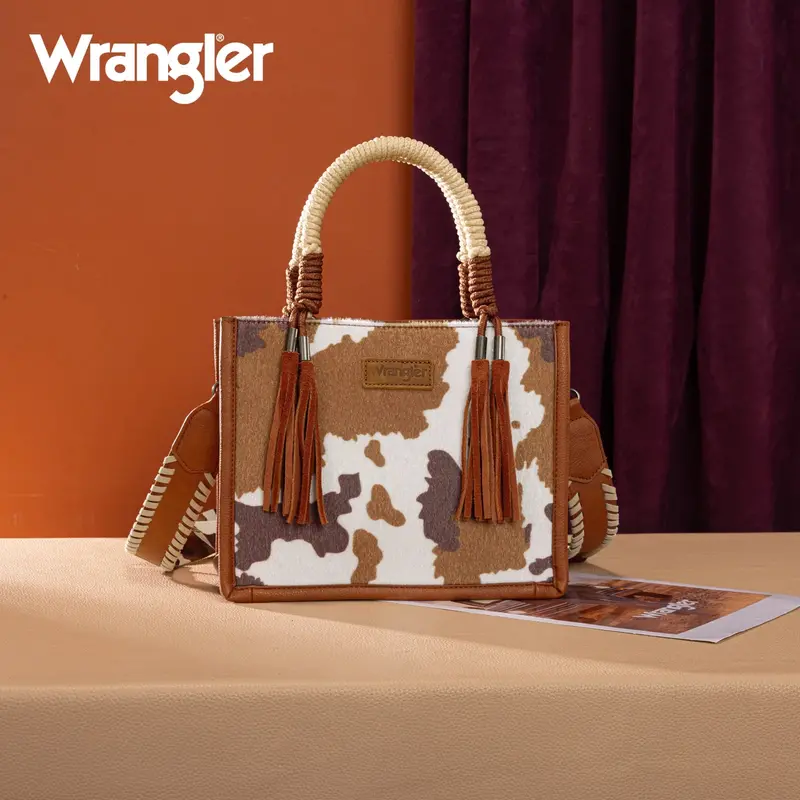 Wrangler Brown Cow Print Tote/Crossbody - Wg386-8120Sbr 1