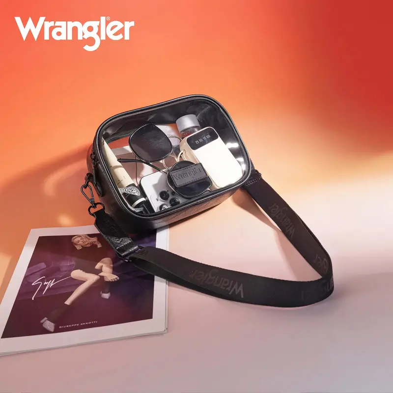 Wrangler Clear/Black Crossbody Bag/Stadium Bag - Wg229-603Bk 1