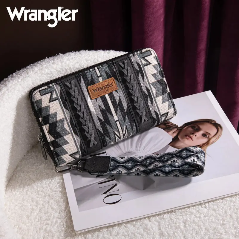 Wrangler Southwestern Black Art Print Wallet - Wg2213-W006bk 1