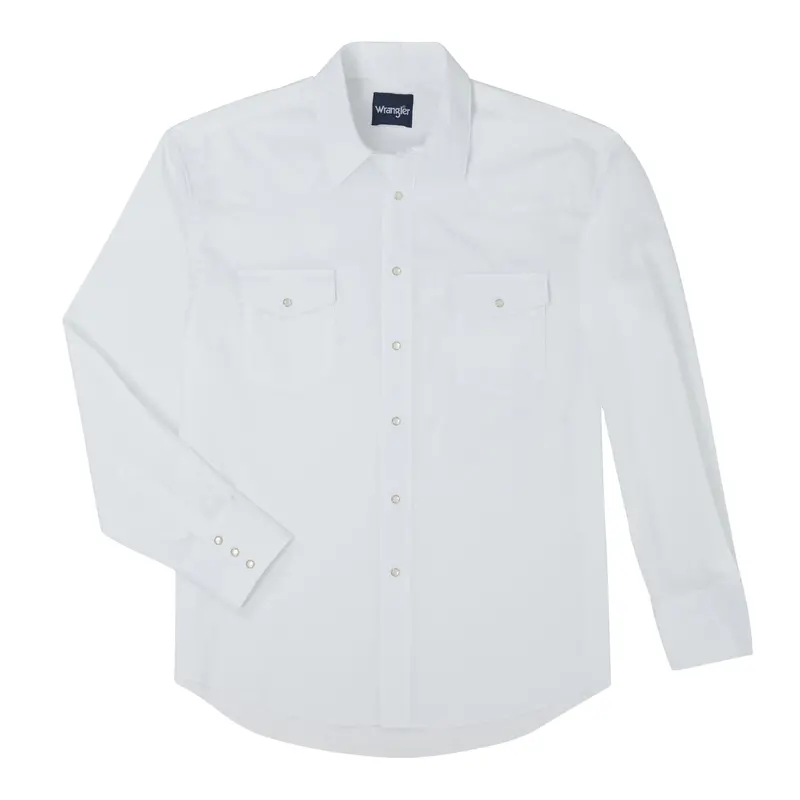 Wrangler Western Snap Shirt - Long Sleeve Solid Broadcloth - 71105Bk/71105Wh 1