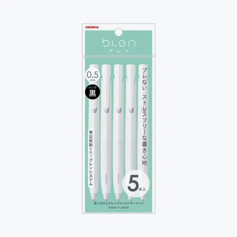 Zebra - Ballpoint Pen - Blen - White - Pack Of 5 - 0.5Mm 1