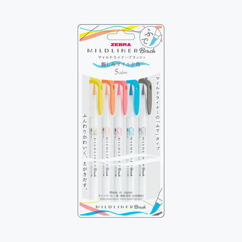 Zebra - Brush Pen - Mildliner Double Sided - Friendly Mild Set 1