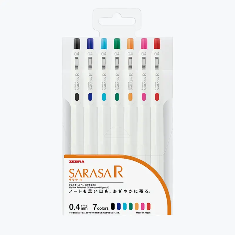 Zebra - Gel Pen - Sarasa R - 0.4Mm - Set Of 7 1