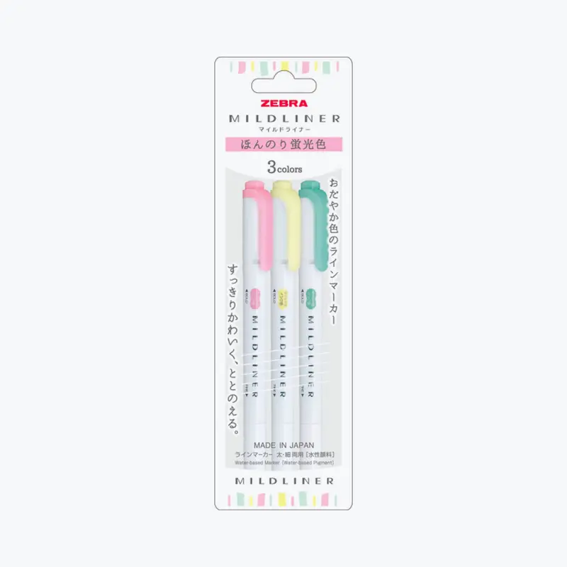 Zebra - Highlighter - Mildliner Double Sided - Fluorescent Set (3) 1