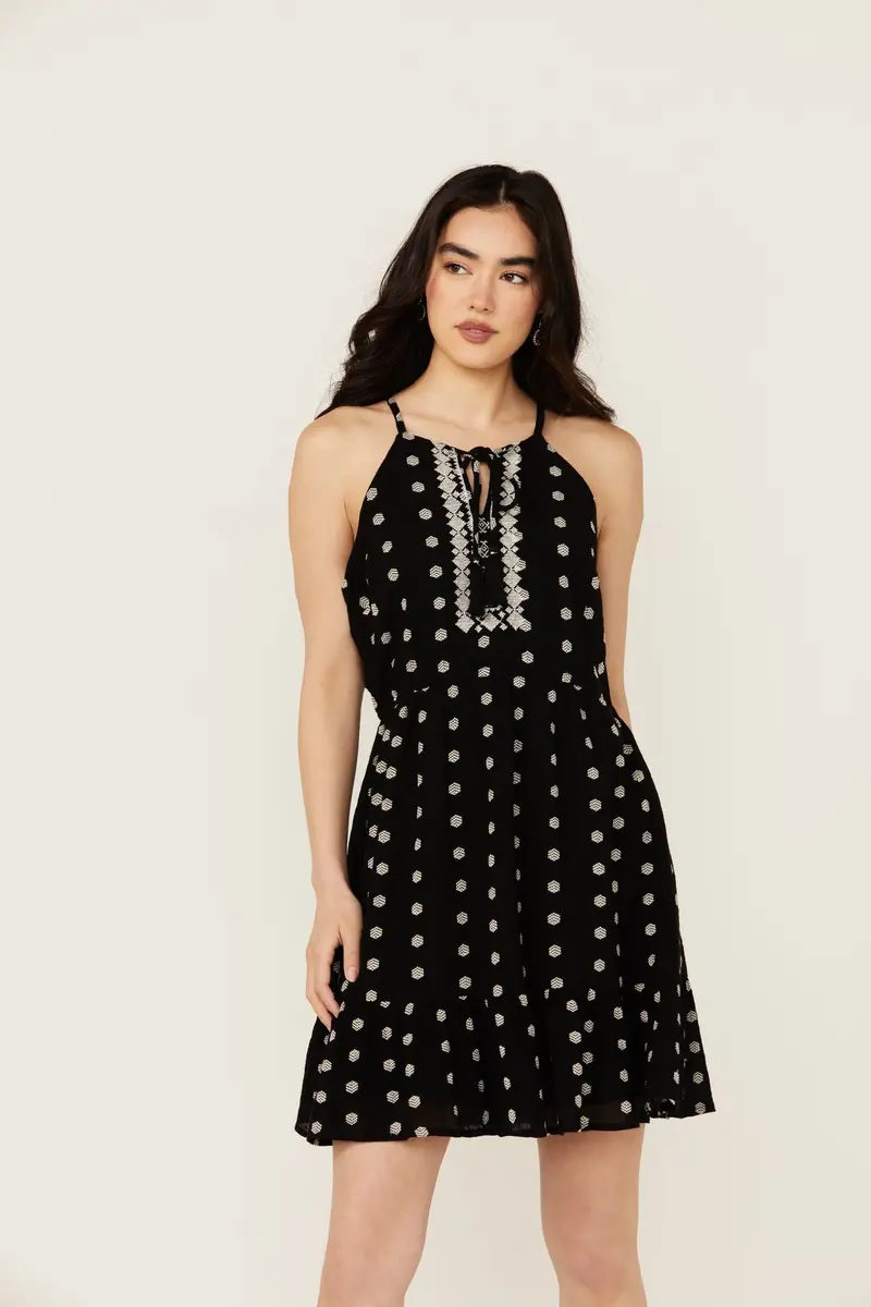 Zelida Embroidered Halter Neck Mini Dress 1