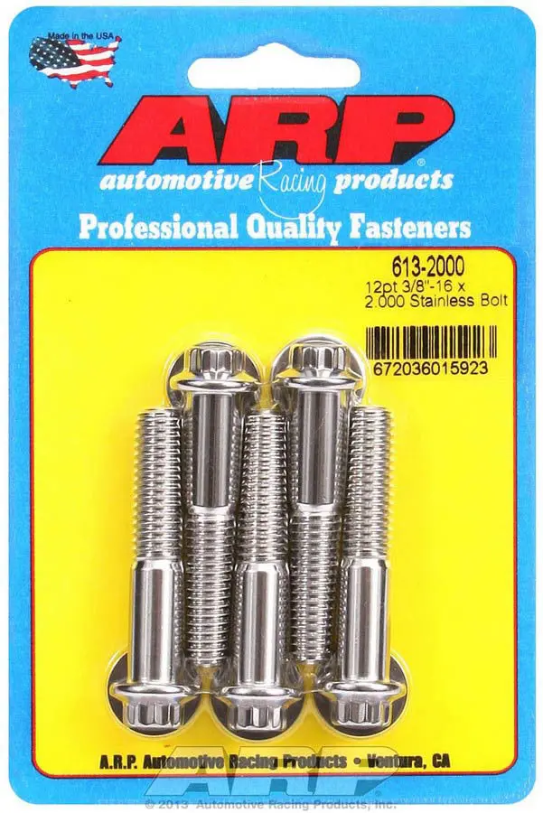 Arp Stainless Steel Bolt Kit – 613-2000, 12-Point, 3/8"-16 × 2.000", 5-Piece Set 1