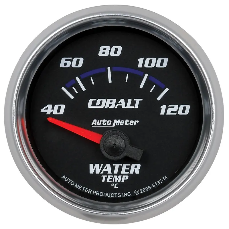 Autometer 6137-M Electric Water Temperature Gauge – 2-1/16", 40–120°C Range, Cobalt Face 1