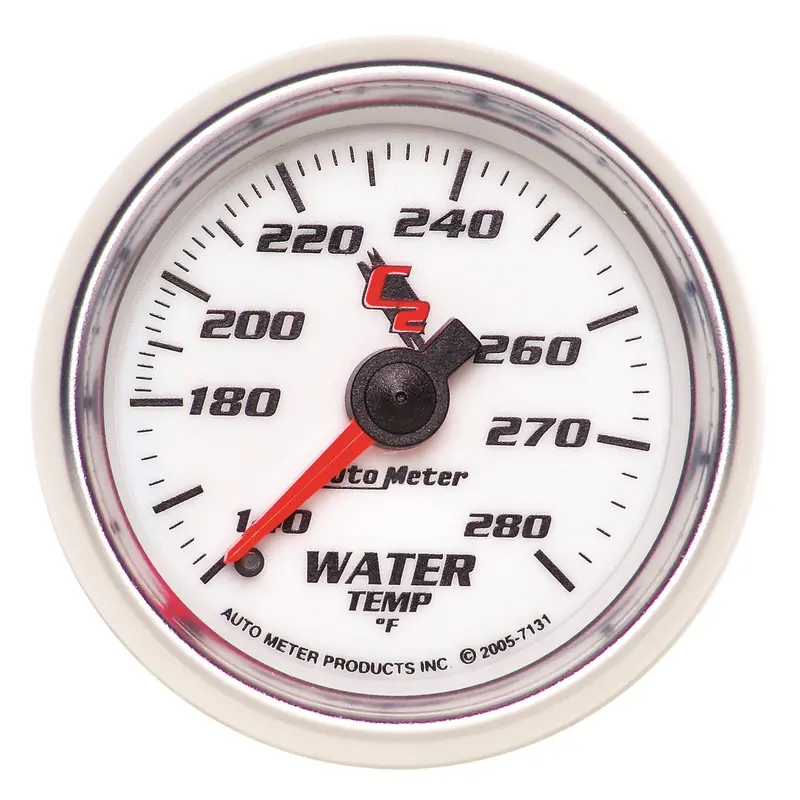 Autometer 7131 Mechanical Water Temperature Gauge – 2-1/16", 140–280°F, Arctic White Dial 1