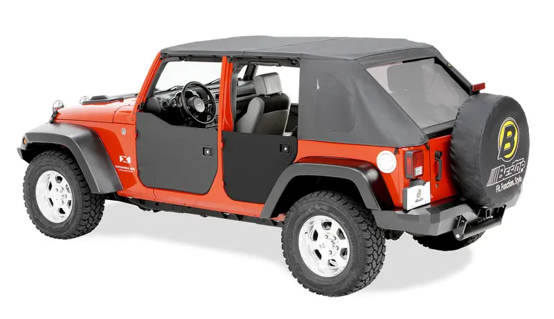 Bestop 53041-35 Lower Fabric Door Kit – Rear Doors For 2007–2018 Jeep Wrangler Jk 4-Door (Black Diamond) 1