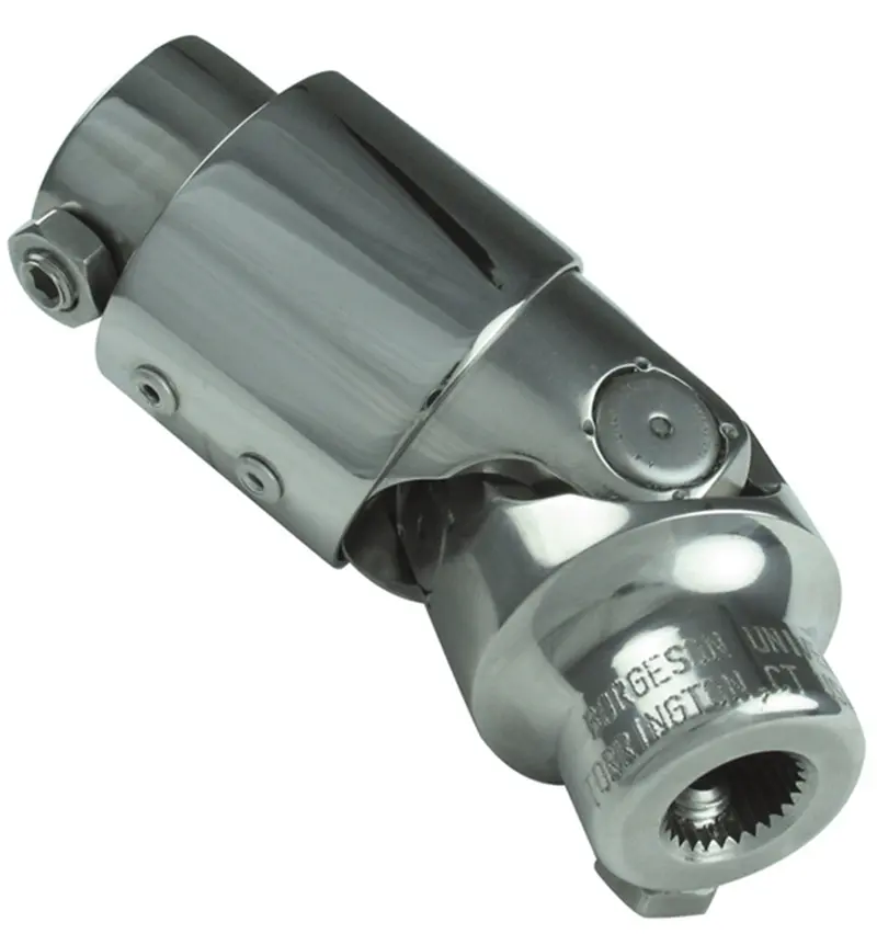 Borgeson 164912 Polished Stainless Steel Steering U-Joint With Vibration Dampening (3/4" Dd × 9/16"-36) 1