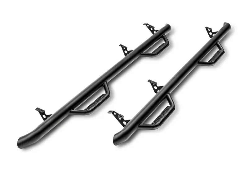 N-Fab Nerf Step System – Dual Steps With Bed Access, Silver/Black Finish For ’99–’06 (’07 Classic) Sierra/Silverado 1500/2500 8' Regular Cab 1