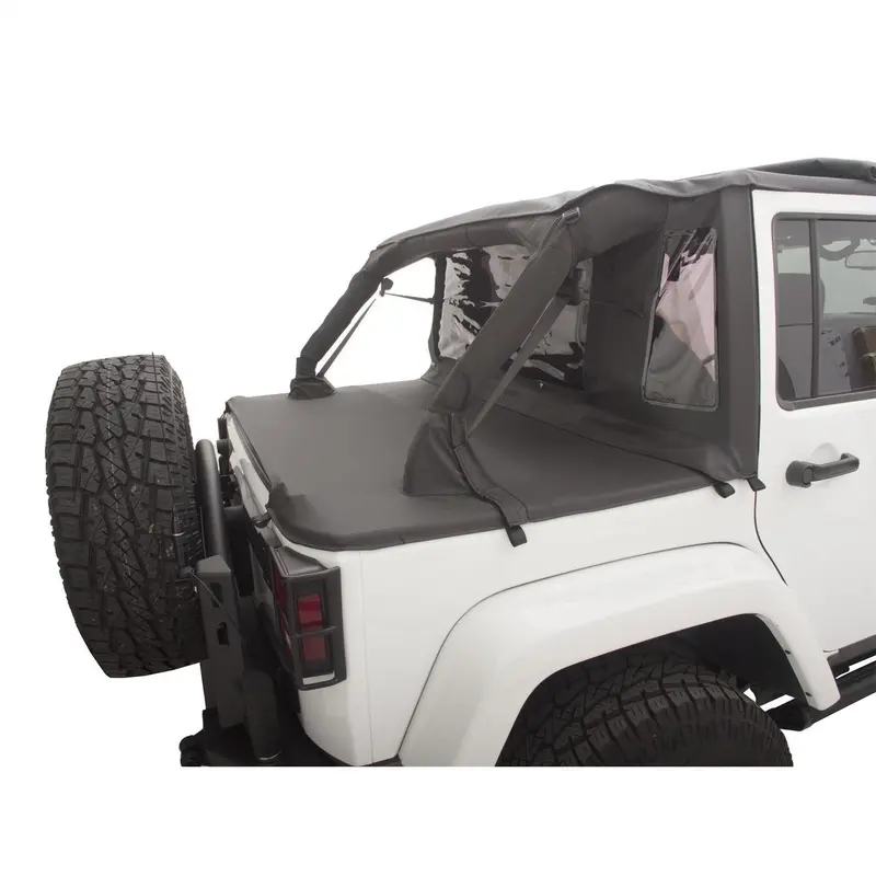 Rampage Trailview Soft Top – Black Diamond Fold-Back Sunroof Tonneau For Jeep Wrangler 1