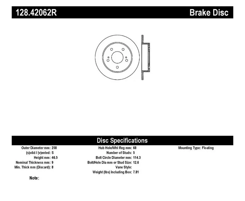 Stoptech Sport Cross-Drilled Rear Right Brake Rotor (Model 128.42062R) 1